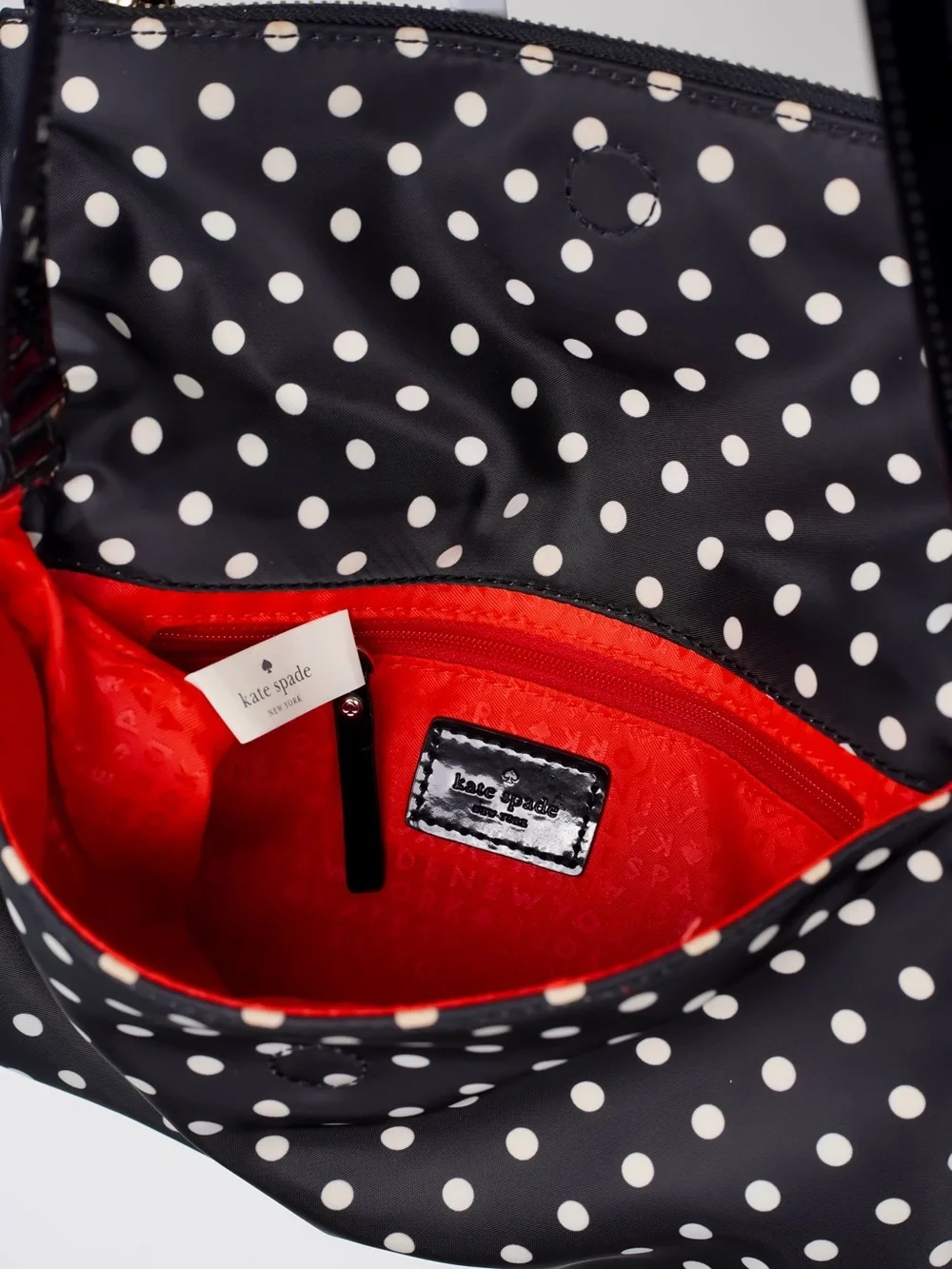 Kate Spade Aleah Spot Polka Dot Nylon Crossbody Bag Black White